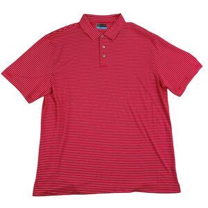 PGA Tour Mens Feeder Stripe Short Sleeve Golf Polo Shirt Pink XL